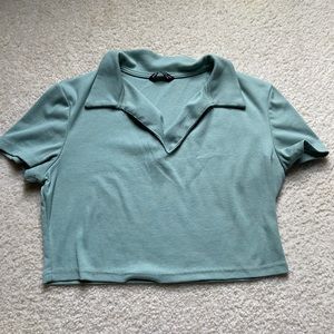 Green Polo Crop Top
